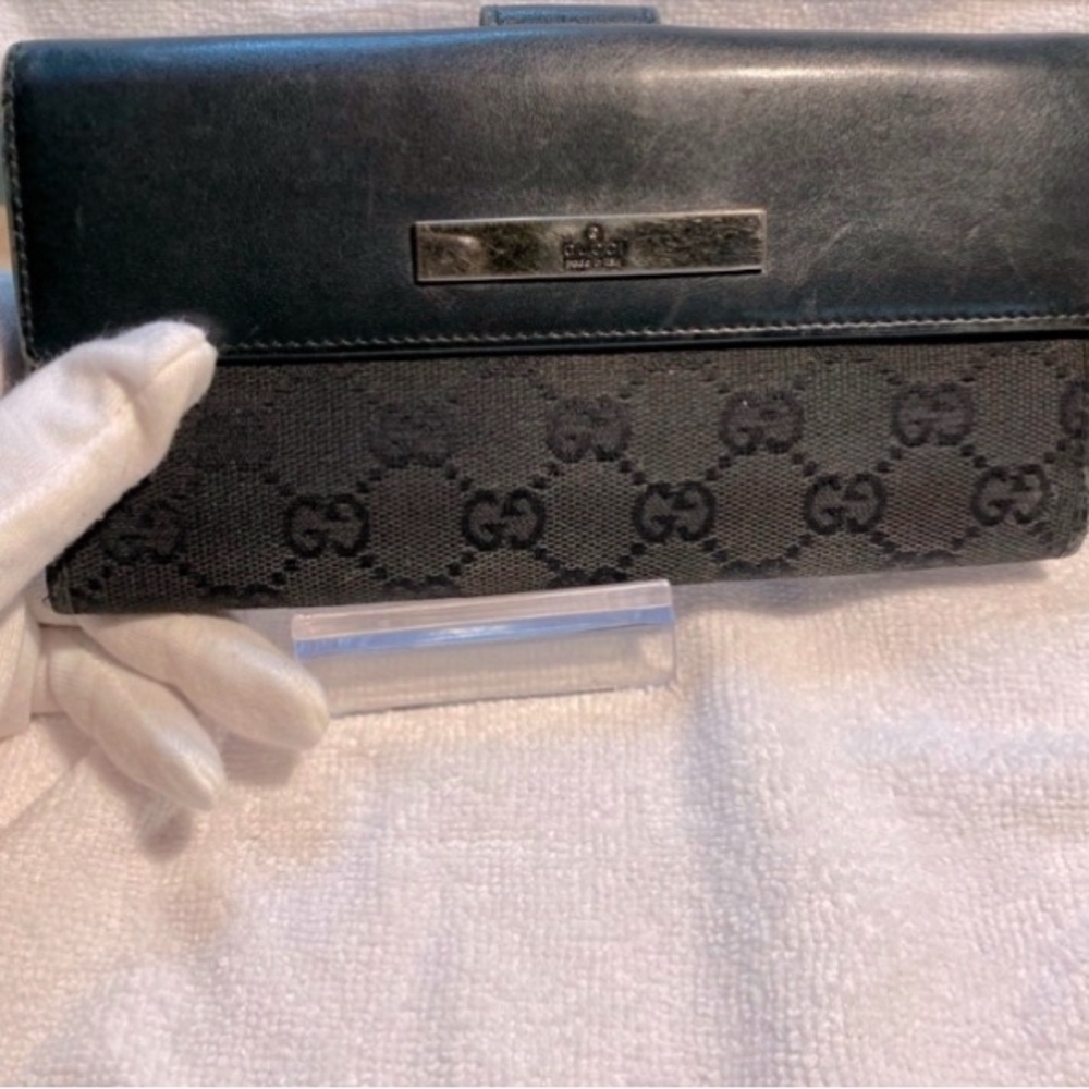 Gucci (2) authentic vintage Long Canvas and Leather Wallet and Free Gucci wallet